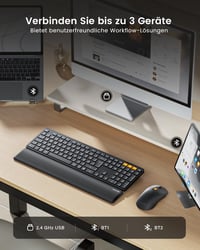 ProtoArc KM60 Wireless Bluetooth Billentyűzet és Egér Szett, Csuklótámasz, Újratölthető, PC/Mac - black 3