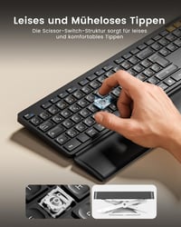 ProtoArc KM60 Wireless Bluetooth Billentyűzet és Egér Szett, Csuklótámasz, Újratölthető, PC/Mac - black 6