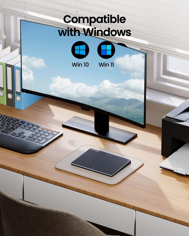ProtoArc T1 Plus Vezeték Nélküli Bluetooth Trackpad Windows 10/11 Rendszerhez - Nagy Pontosságú Érintőpad Többujjas Gesztustámogatással, 3 E