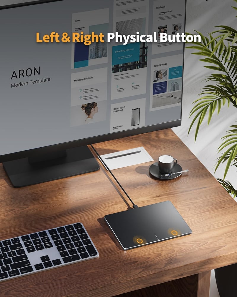 ProtoArc T1 Touchpad USB Külső Érintőpad Windows 11/10/7 Laptop Asztali Számítógép Multi-Touch Navigáció Fekete Hordozható Egér