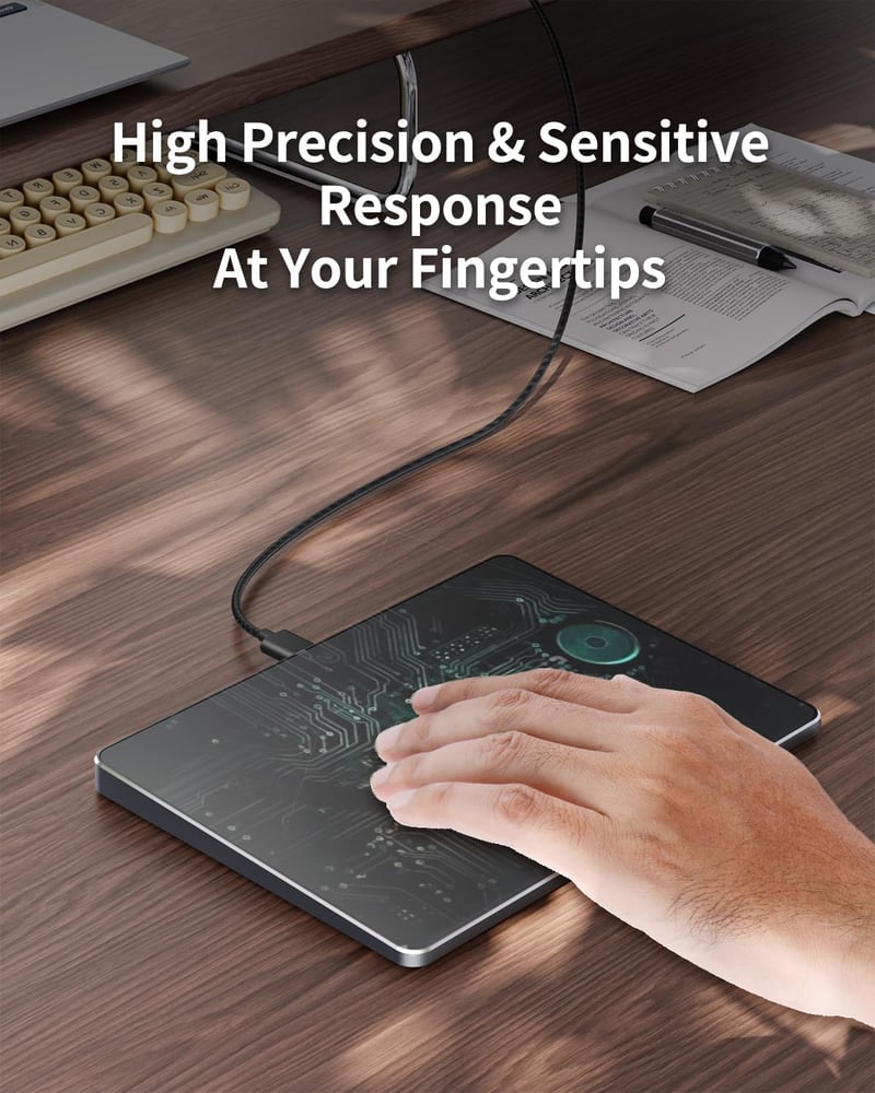 ProtoArc T1 Touchpad USB Külső Érintőpad Windows 11/10/7 Laptop Asztali Számítógép Multi-Touch Navigáció Fekete Hordozható Egér