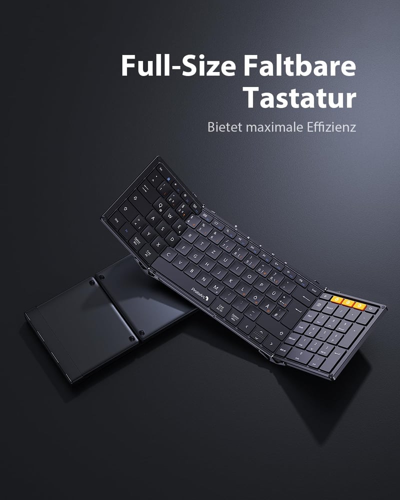 ProtoArc XK01 Összecsukható Bluetooth Billentyűzet Numerikus Billentyűzettel, Vezeték Nélküli Mini Billentyűzet 3 Csatornás, Újratölthető, Q