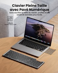 ProtoArc XK01 Plus Összecsukható Bluetooth Billentyűzet - Háttérvilágítás, Numerikus Blokk, Újratölthető, Hordozható, AZERTY Kiosztás, iOS/A 7