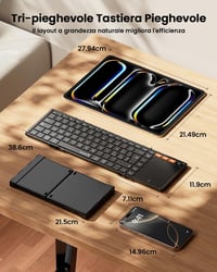 ProtoArc XK01 TP összecsukható Bluetooth billentyűzet touchpaddal, hordozható tablet billentyűzet iOS Android Windows - fekete 2