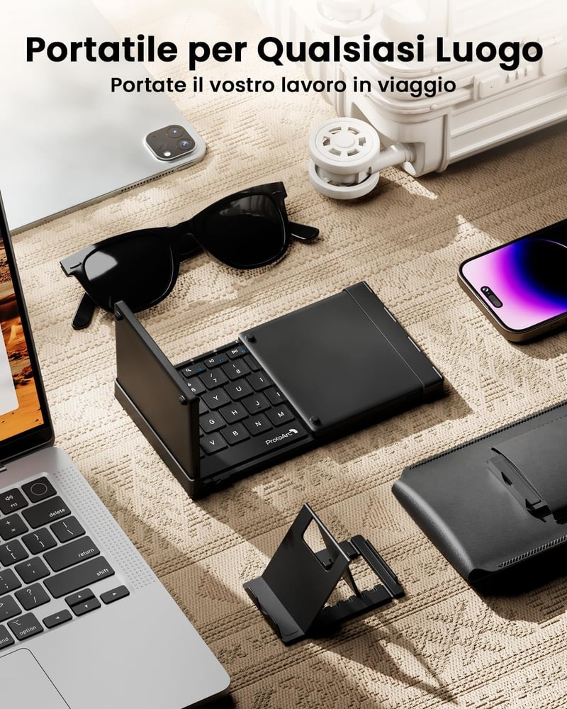 ProtoArc XK01 TP összecsukható Bluetooth billentyűzet touchpaddal, hordozható tablet billentyűzet iOS Android Windows - fekete