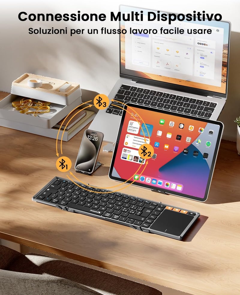 ProtoArc XK01 TP összecsukható Bluetooth billentyűzet touchpad-dal, szürke