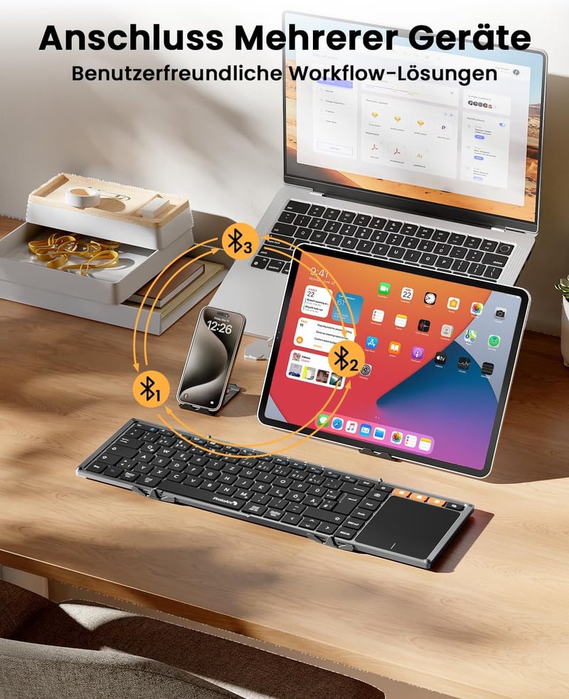 ProtoArc XK01 TP összecsukható Bluetooth billentyűzet touchpaddal QWERTZ