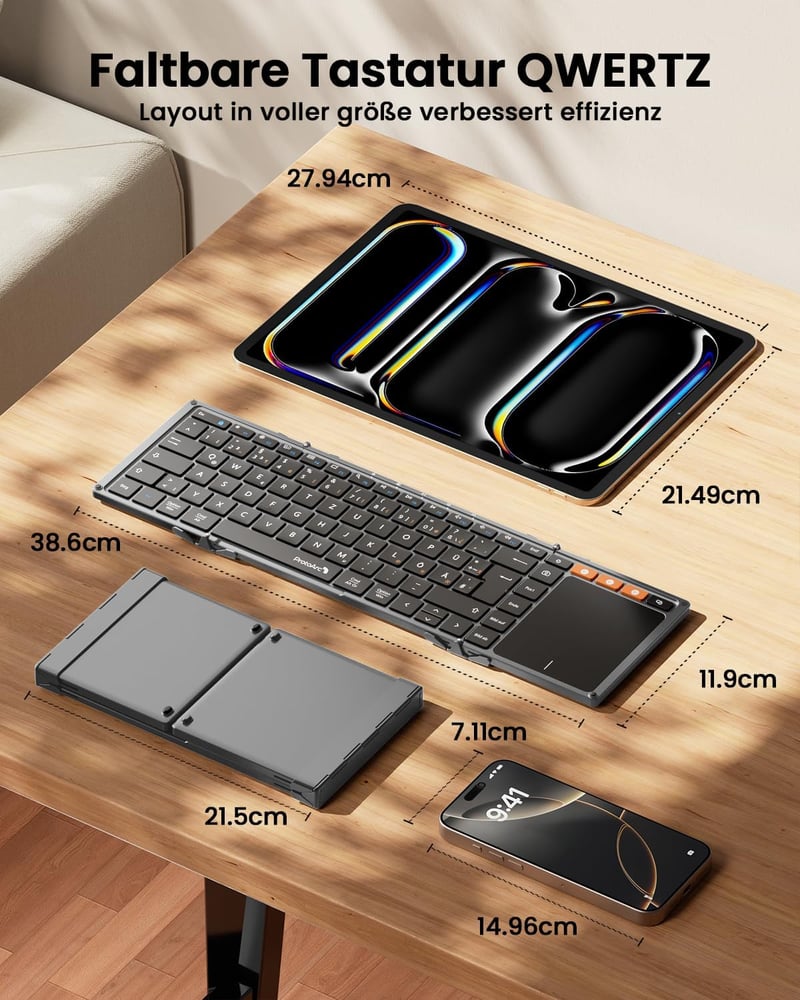 ProtoArc XK01 TP összecsukható Bluetooth billentyűzet touchpaddal QWERTZ