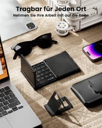 ProtoArc XK01 TP Összehajtható Bluetooth Billentyűzet Érintőpaddal - QWERTZ Német Kiosztás, iPad/iOS/Android/Windows Kompatibilis, Fekete 5