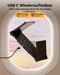 ProtoArc XK01 TP Összehajtható Bluetooth Billentyűzet Érintőpaddal - QWERTZ Német Kiosztás, iPad/iOS/Android/Windows Kompatibilis, Fekete 6