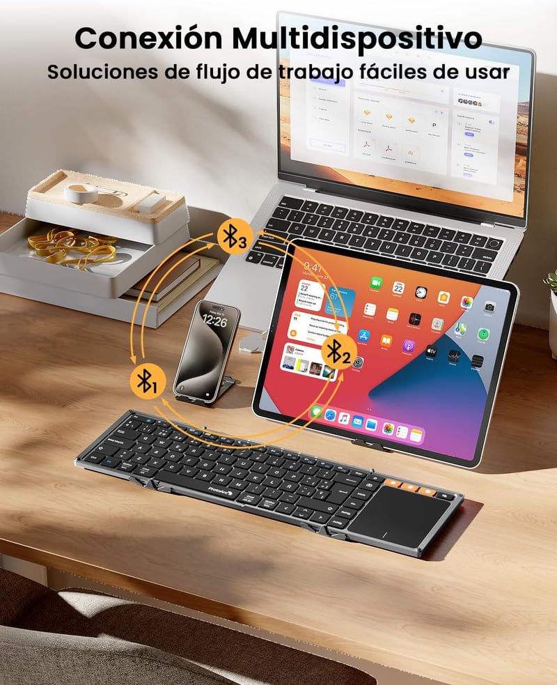 ProtoArc XK01 TP Vezeték nélküli összecsukható Bluetooth billentyűzet touchpaddal, szürke