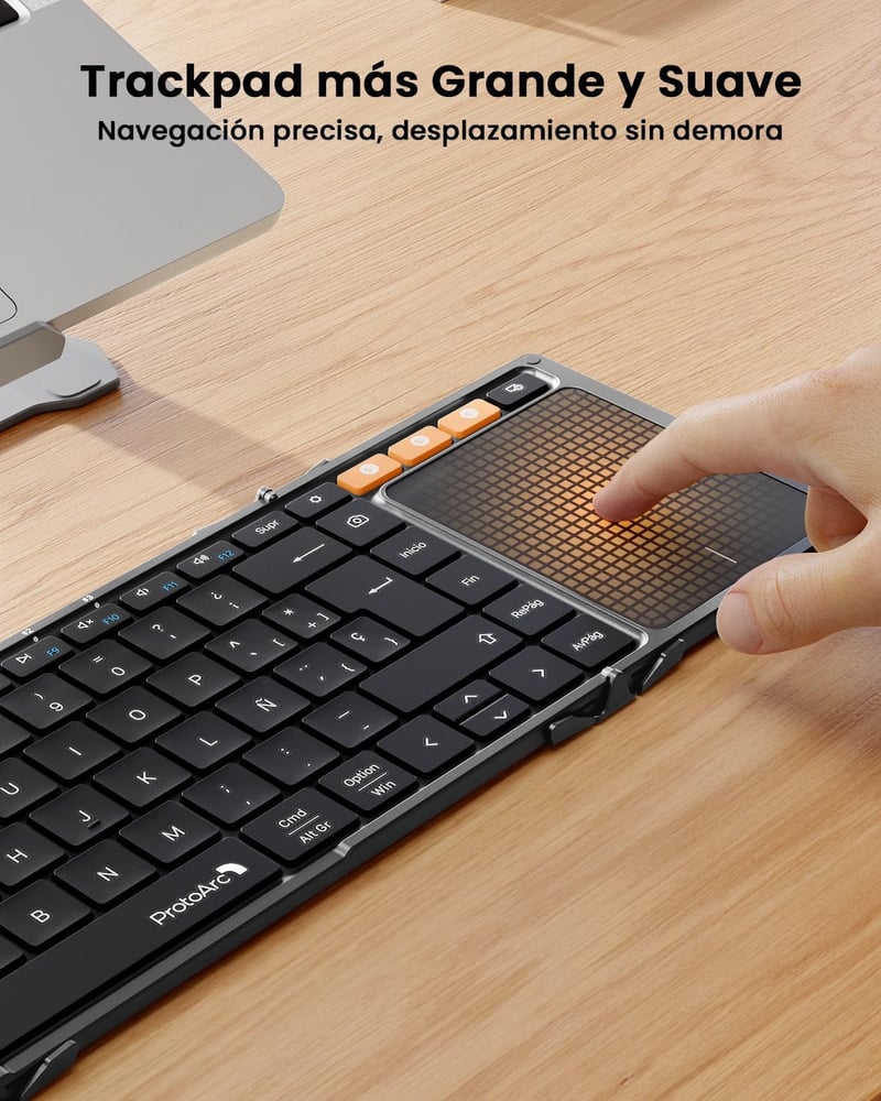 ProtoArc XK01 TP Vezeték nélküli összecsukható Bluetooth billentyűzet touchpaddal, szürke