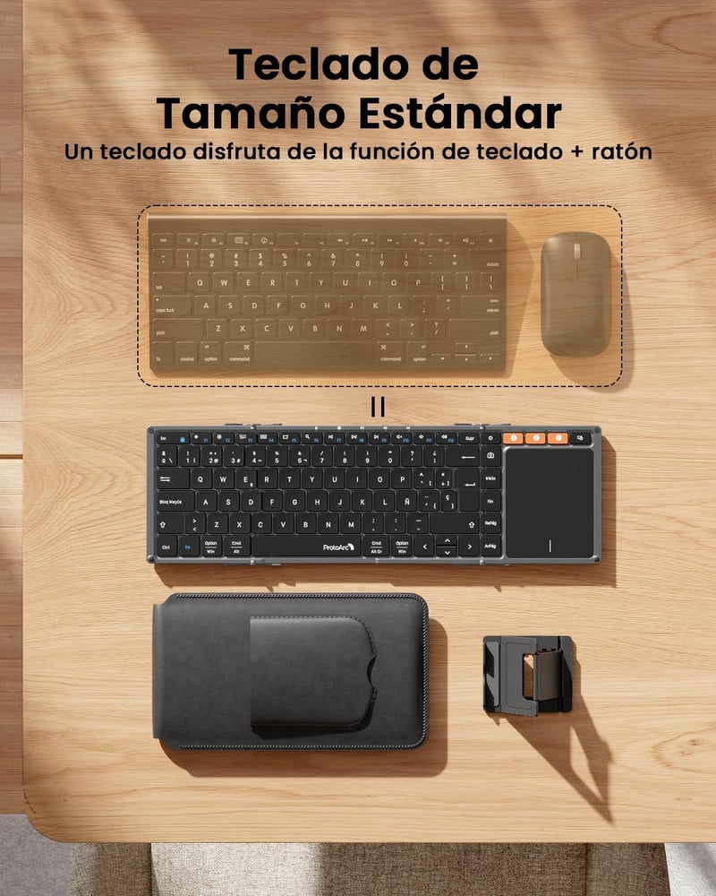 ProtoArc XK01 TP Vezeték nélküli összecsukható Bluetooth billentyűzet touchpaddal, szürke