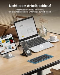 ProtoArc XK04 Összecsukható Bluetooth Billentyűzet QWERTZ Kék, Tablet és Laptop Hordtáskával 4