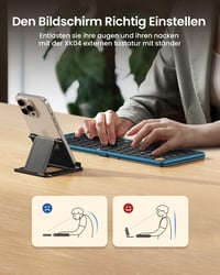 ProtoArc XK04 Összecsukható Bluetooth Billentyűzet QWERTZ Kék, Tablet és Laptop Hordtáskával 7