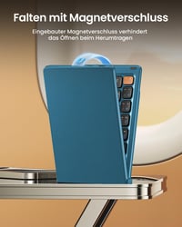 ProtoArc XK04 Összecsukható Bluetooth Billentyűzet QWERTZ Kék, Tablet és Laptop Hordtáskával 8