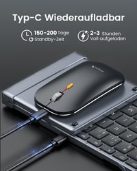 Skladacia súprava klávesnice a myši ProtoArc XKM01, QWERTZ, 2.4G + duálne Bluetooth, s numerickou klávesnicou, Windows/Mac/Android, vesmírna sivá 5