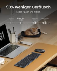Skladacia súprava klávesnice a myši ProtoArc XKM01, QWERTZ, 2.4G + duálne Bluetooth, s numerickou klávesnicou, Windows/Mac/Android, vesmírna sivá 6