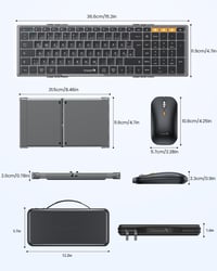 Skladacia súprava klávesnice a myši ProtoArc XKM01, QWERTZ, 2.4G + duálne Bluetooth, s numerickou klávesnicou, Windows/Mac/Android, vesmírna sivá 8