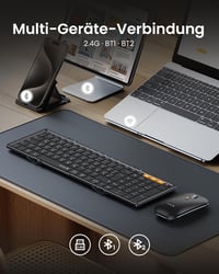 ProtoArc XKM01 Összecsukható Bluetooth Billentyűzet Egérrel, Numerikus Billentyűzettel, QWERTZ - black 3