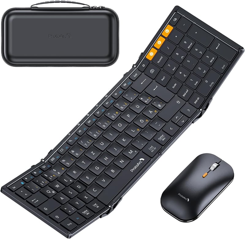 ProtoArc XKM01 Összecsukható Bluetooth Billentyűzet Egérrel, Numerikus Billentyűzettel, QWERTZ - black