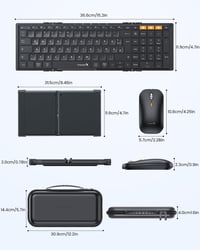 ProtoArc XKM01 Összecsukható Bluetooth Billentyűzet Egérrel, Numerikus Billentyűzettel, QWERTZ - black 8