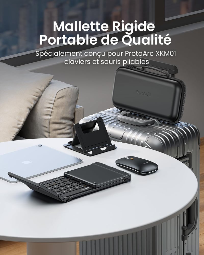 ProtoArc XKM01 Összecsukható Vezeték Nélküli Billentyűzet Egér Combo AZERTY Bluetooth USB