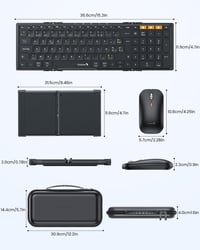 ProtoArc XKM01 Összecsukható Vezeték Nélküli Billentyűzet Egér Combo AZERTY Bluetooth USB 8