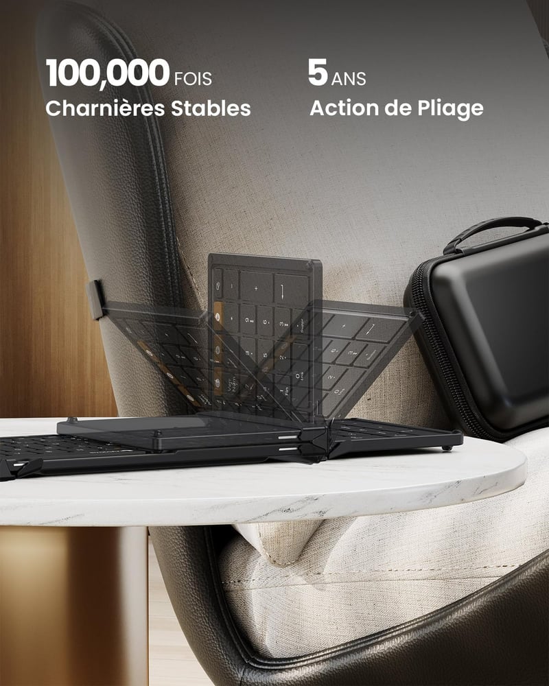 ProtoArc XKM01 Összecsukható Vezeték Nélküli Billentyűzet Egér Combo AZERTY Bluetooth USB
