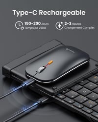 ProtoArc XKM01 Összecsukható Vezeték Nélküli Billentyűzet Egér Combo AZERTY Bluetooth USB 6