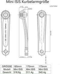 Prowheel Mini ISIS Pedálkar 165/170/175mm Bosch GEN3 E-bike Hajtáshoz 7