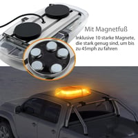 PROZOR 72 LED výstražný maják s certifikáciou E-Mark, 18W 12V/24V rotačné svetlo, vodotesnosť IP67, 8 režimov blikania, dvojitý vypínač, 5m kábel, magnetický, jantárový 3