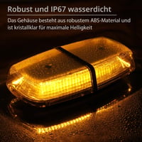 PROZOR 72 LED výstražný maják s certifikáciou E-Mark, 18W 12V/24V rotačné svetlo, vodotesnosť IP67, 8 režimov blikania, dvojitý vypínač, 5m kábel, magnetický, jantárový 7