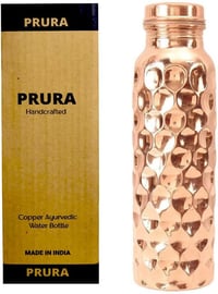 PRURA Ayurvédikus Réz Vízpalack 900ml Szivárgásmentes Természetes Réz - 900 ml, Design 1 1