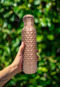 PRURA réz vízpalack szivárgásmentes rugós nyomásos ajurvédikus ivóedény - 950 ml, Design 13 5