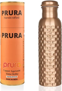 PRURA réz vízpalack szivárgásmentes rugós nyomásos ajurvédikus ivóedény - 950 ml, Design 13 1