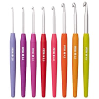 Set croșete Prym 195970 Soft Touch | 8 croșete din aluminiu cu mâner colorat (2-6 mm) | Mâner ergonomic | Cod de dimensiune | Multicolor 2