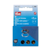 Prym 542521 nitovacie patentky s podložkou, 8 mm – čierne/strieborné, kompatibilné s Vario Creative Tool 1