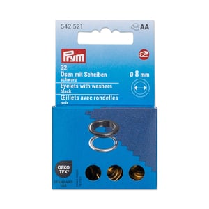 Prym 542521 zakovice s podloškom, 8 mm - crna/srebrna, kompatibilno s Vario Creative Toolom