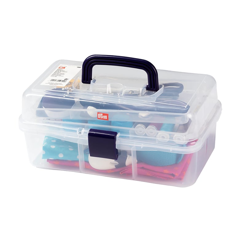 Prym 612725 Box na šijacie potreby, priehľadný, 33 x 20 x 15 cm, ľahký a stohovateľný, s rukoväťou, odolný plast
