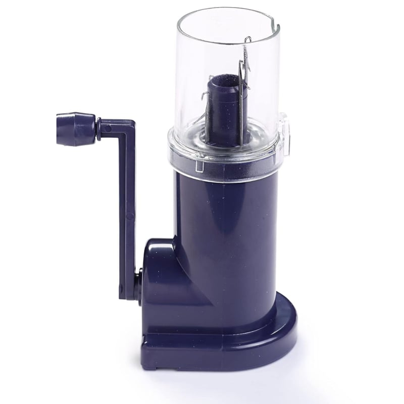 Prym 624145 Moară de tricotat manuală pentru lână, pentru andrele de 3-3,5 mm, pentru începători, albastru, compactă, 14x9x6 cm, dispozitiv pentru realizat șnururi tricotate cu manivelă