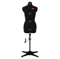 Krajčírska figurína Prym Prymadonna Polka Dots, čierno-biela s bodkami, veľkosť M (42-48), nastaviteľná výška, so značkovačom dĺžky sukne a vankúšikom na špendlíky 1
