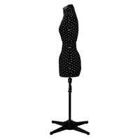Krajčírska figurína Prym Prymadonna Polka Dots, čierno-biela s bodkami, veľkosť M (42-48), nastaviteľná výška, so značkovačom dĺžky sukne a vankúšikom na špendlíky 3