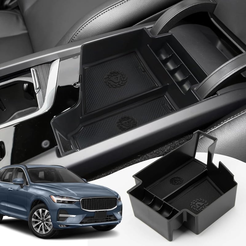 PSLER Autó Középkonzol Tárolódoboz Volvo XC60 XC90 V60 S60 V90 S90 2017-2025 Fekete