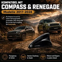 PSLER Anténa v tvare žraločej plutvy pre Jeep Compass Renegade 2017-2023 - čierna 2