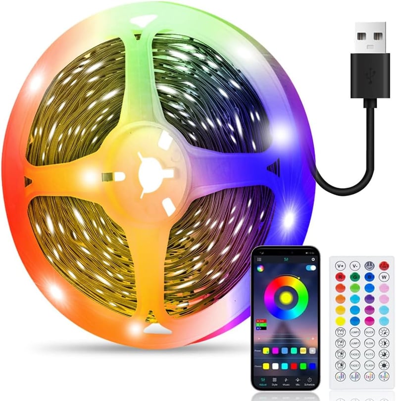 PSTAR 6m RGB LED szalag távirányítóval és app vezérléssel, zeneszinkron, dekorációs fényfüzér