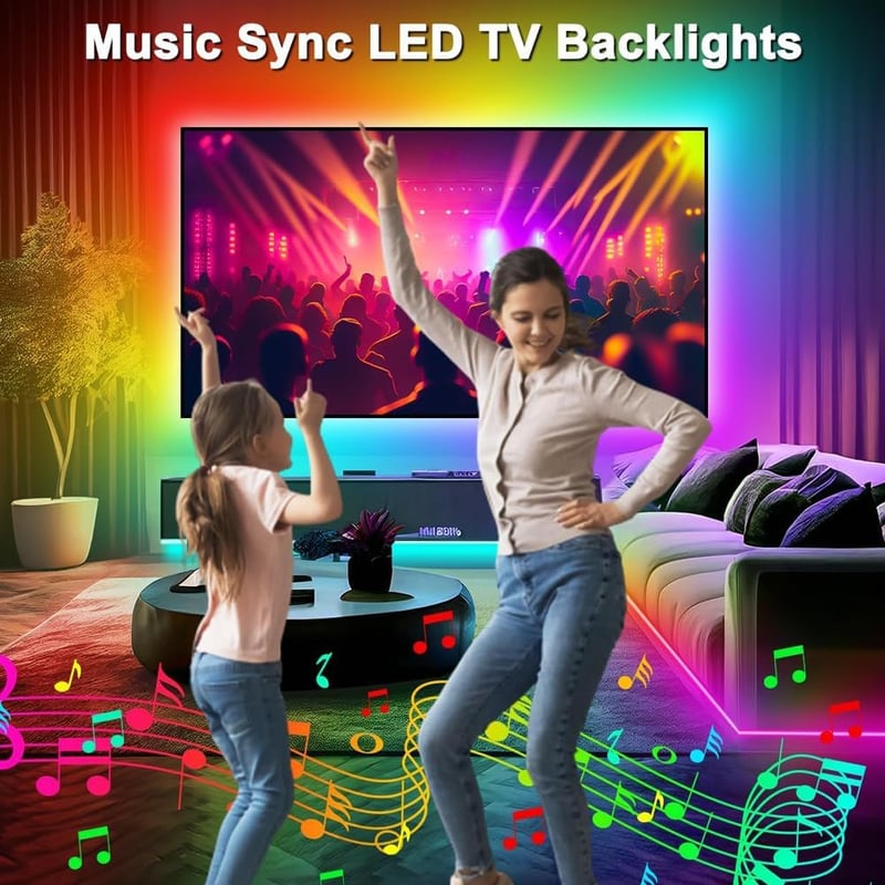 PSTAR 6m RGB LED szalag távirányítóval és app vezérléssel, zeneszinkron, dekorációs fényfüzér