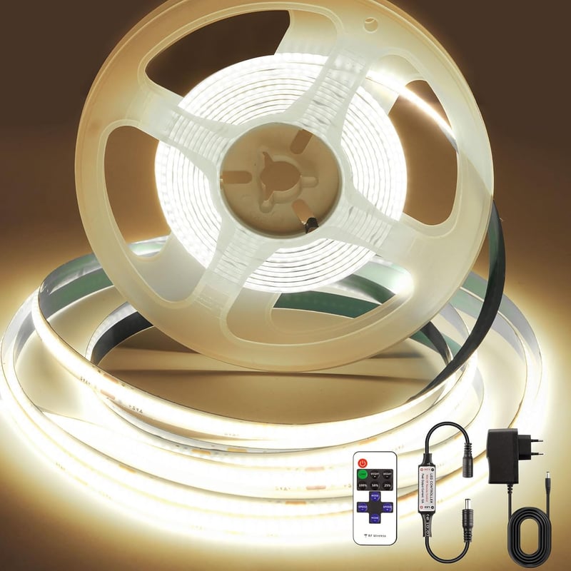 PSTAR COB LED szalag 3m, 24V, 4000K természetes fehér, 320 LED/m, távirányítóval