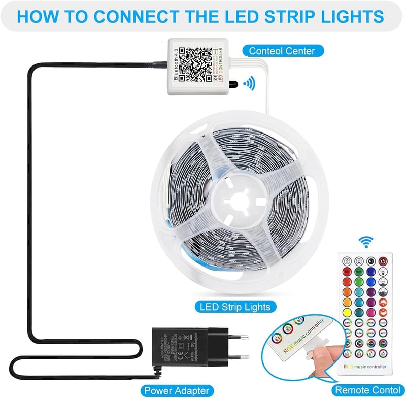 PSTAR LED szalag 20m RGB Bluetooth távirányítóval, app vezérléssel és zeneütemezéssel