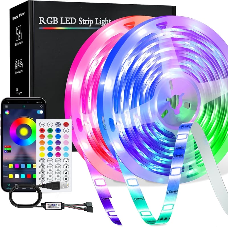 PSTAR LED szalag 20m RGB Bluetooth távirányítóval, app vezérléssel és zeneütemezéssel